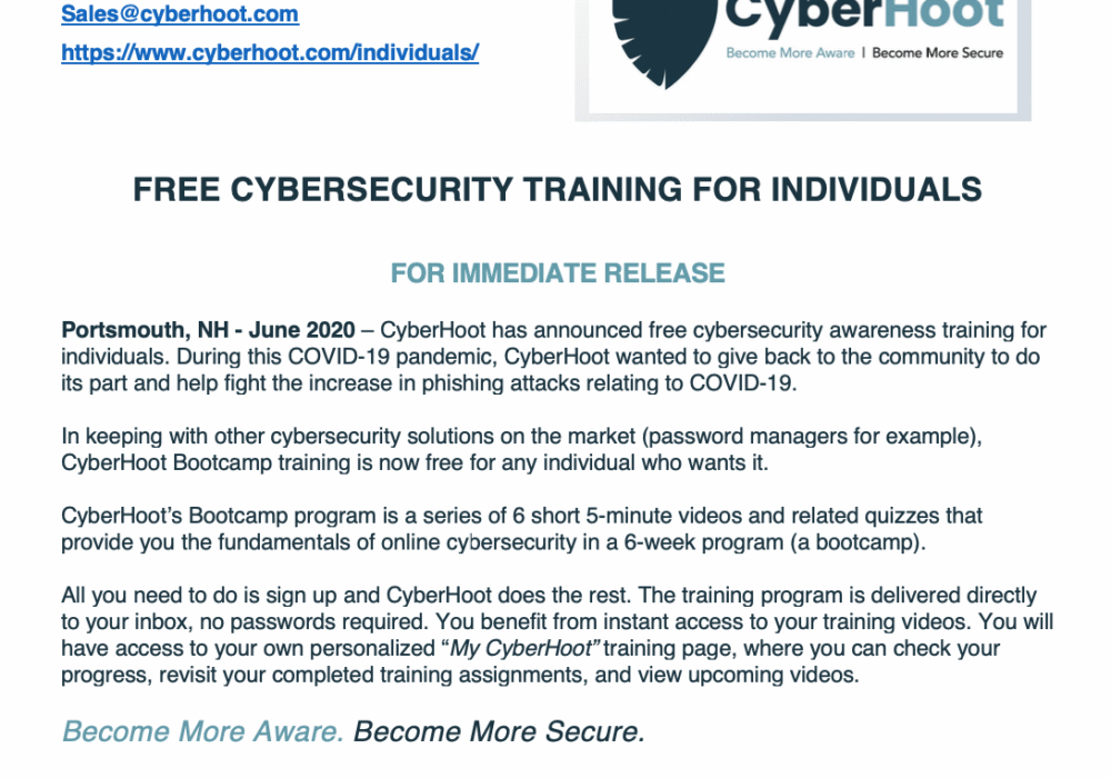 CyberHoot June 2020 Press Release