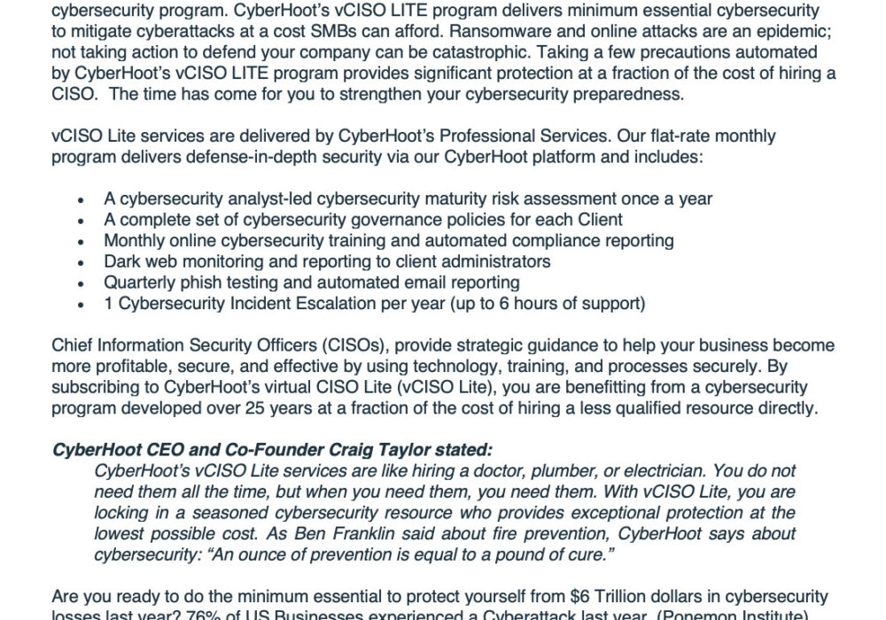 CyberHoot July Press Release