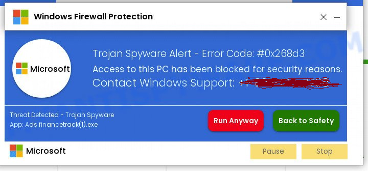 Fake Windows Defender Warning Message